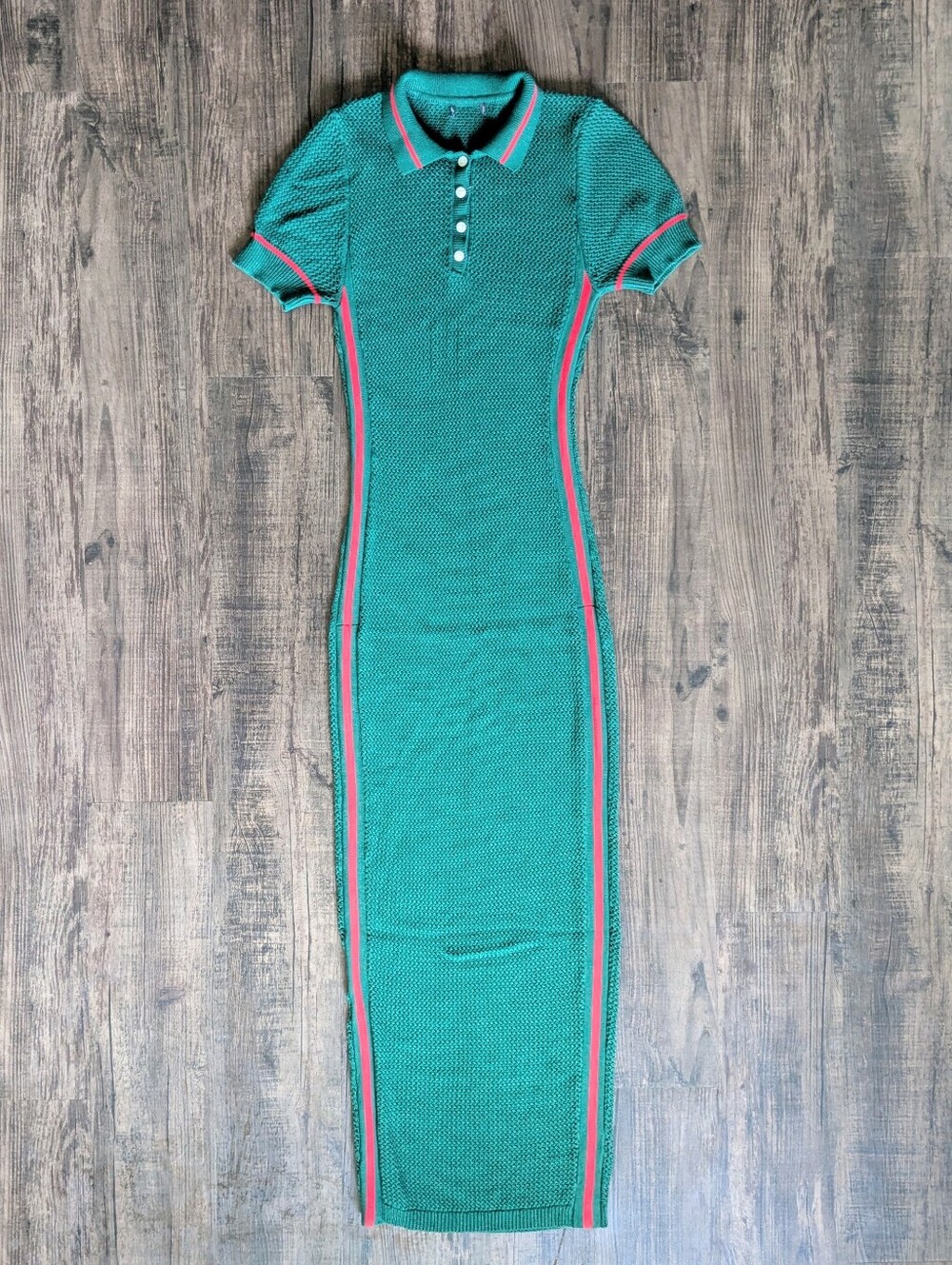 Fashion Nova Fair Game Hunter Knit Polo Maxi Dress M